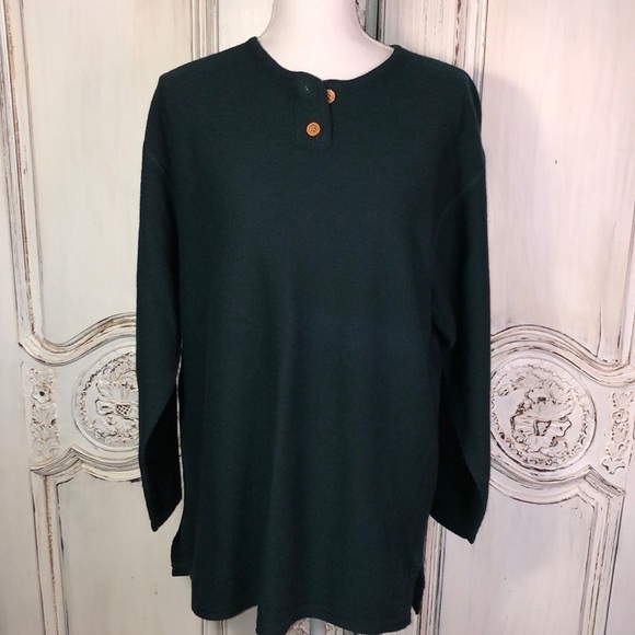 Basic Requirements 100%Wool Deep Forest Green Long Sleeve Pullover Sweater S/M - Picture 1 of 12
